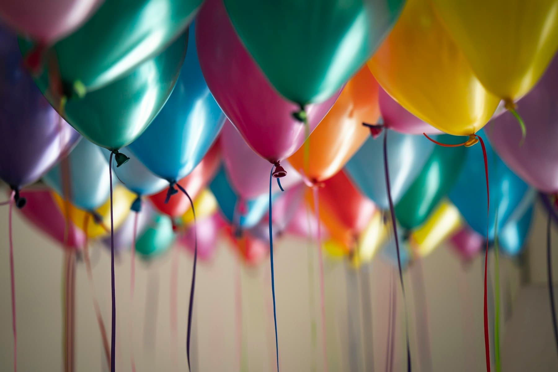 Colourful balloons at a birthday celebration